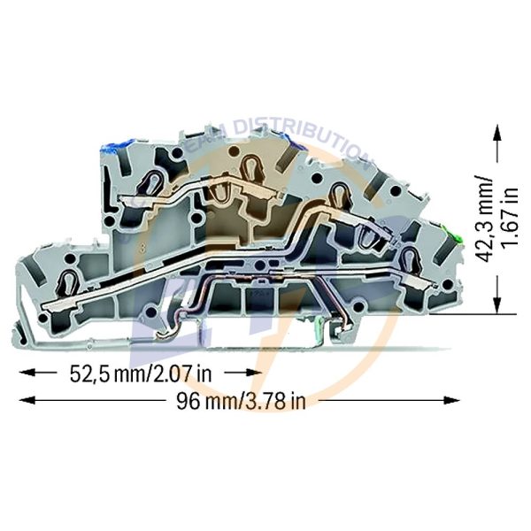 Clema sir multietajata cu 3 etaje 2,5mmp N-L-PE Gri WAGO 2003-7646 2