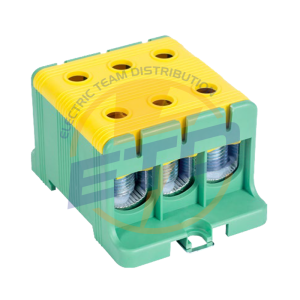 Poza 29 Clemă de derivaţie, fixare pe şină, verde-galben (Înălțime: 51 mm , Lățime: 42,3 mm, Adâncime: 43,7 mm)